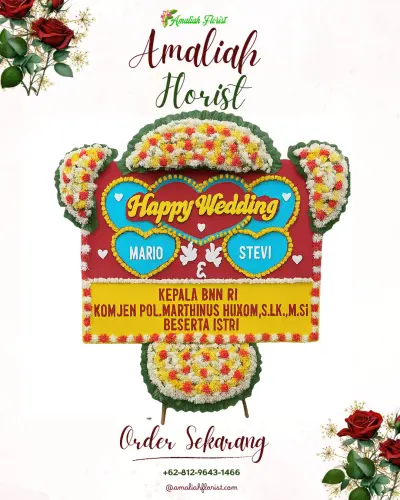 Karangan Papan Bunga Pernikahan di Capar